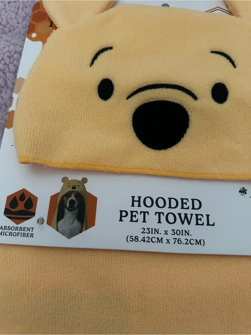 Disney Yellow Winnie the Pooh Hooded Pet Towel